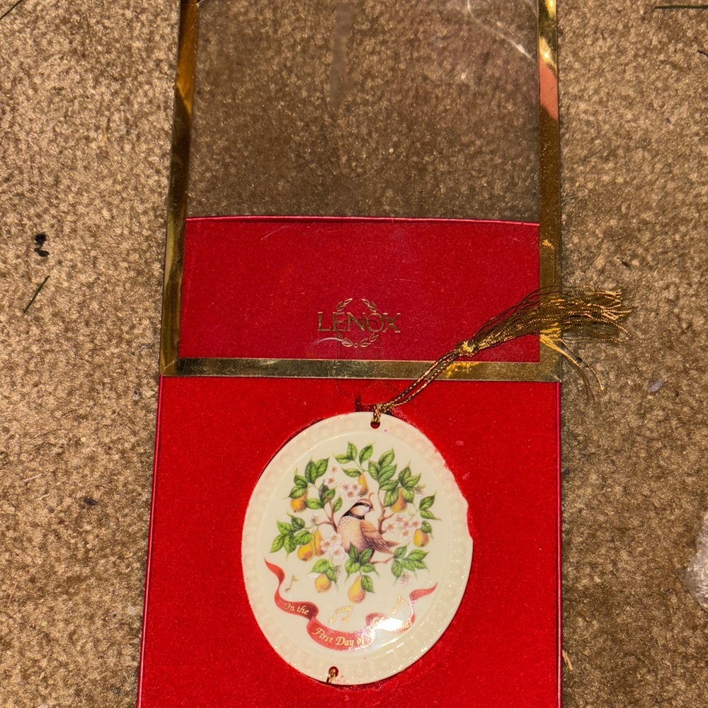 Lenox Cream and Gold Floral Ornament
